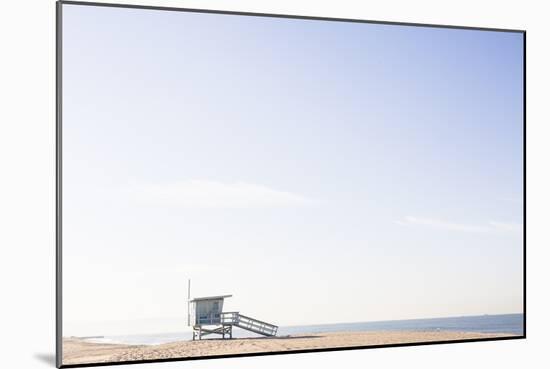 Playa Del Rey, Los Angeles, CA, USA: Bright Blue Lifeguard Tower On The Beach Against The Blue Sky-Axel Brunst-Mounted Photographic Print