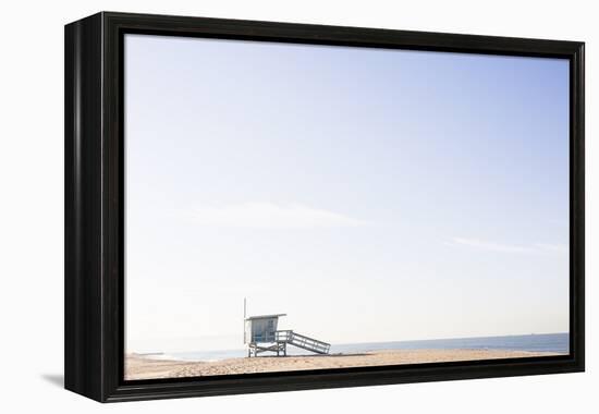 Playa Del Rey, Los Angeles, CA, USA: Bright Blue Lifeguard Tower On The Beach Against The Blue Sky-Axel Brunst-Framed Premier Image Canvas