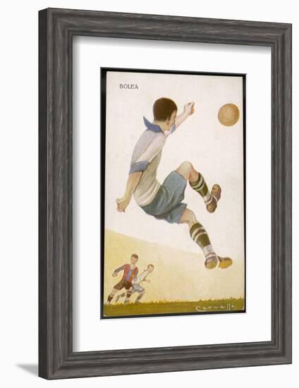 Player Clears the Ball in an Acrobatic Manner-null-Framed Photographic Print