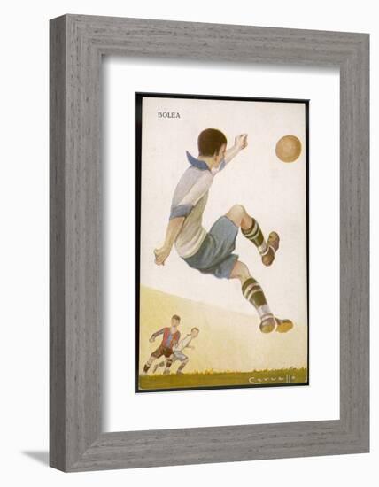 Player Clears the Ball in an Acrobatic Manner-null-Framed Photographic Print