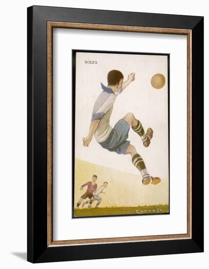 Player Clears the Ball in an Acrobatic Manner-null-Framed Photographic Print