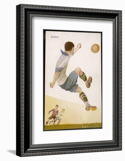 Player Clears the Ball in an Acrobatic Manner-null-Framed Photographic Print