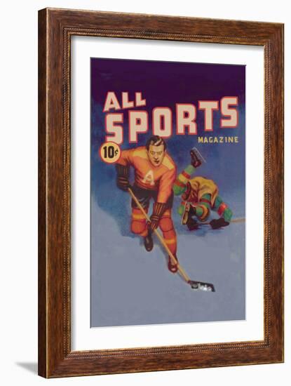 Player Drives Past Falling Defender, c.1942-Gallagher-Framed Art Print