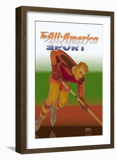 Player Handles Puck-null-Framed Art Print