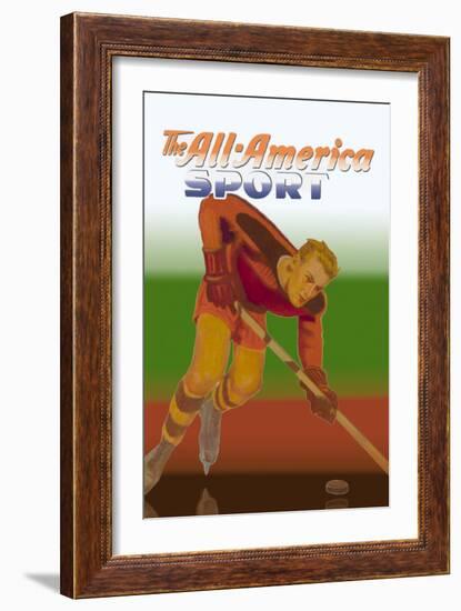 Player Handles Puck-null-Framed Art Print