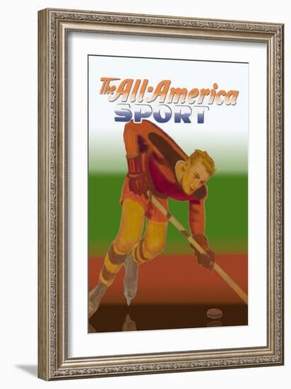 Player Handles Puck-null-Framed Art Print