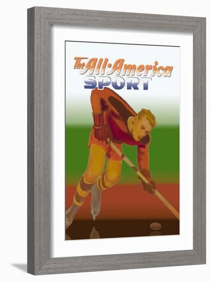 Player Handles Puck-null-Framed Art Print