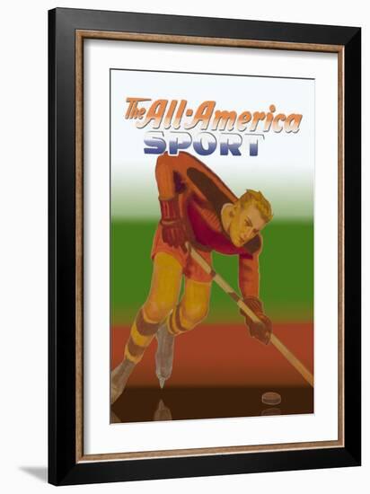 Player Handles Puck-null-Framed Art Print