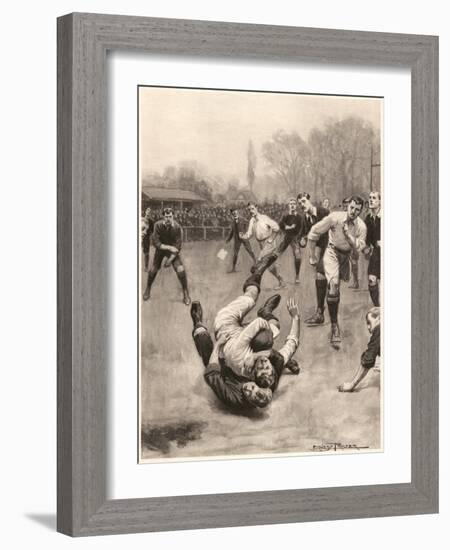 Player Making a Tackle in a Rugby Game-Ernest Prater-Framed Art Print