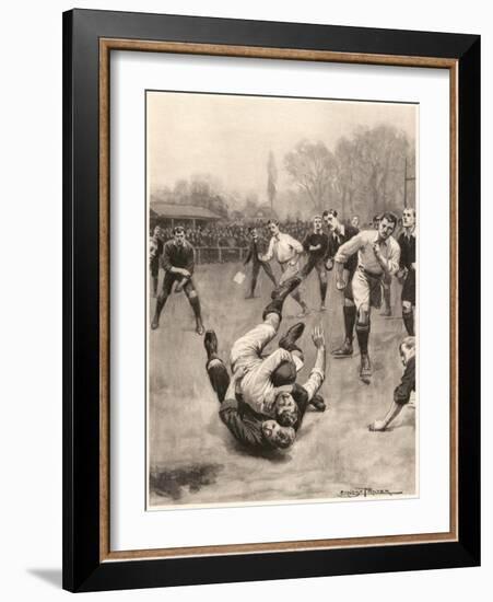 Player Making a Tackle in a Rugby Game-Ernest Prater-Framed Art Print