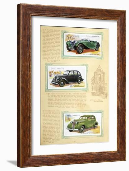 Player Motor Cars: Jaguar, Flying Standard and Studebaker-null-Framed Art Print