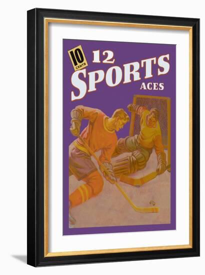 Player Rushing the Goalie-null-Framed Premium Giclee Print