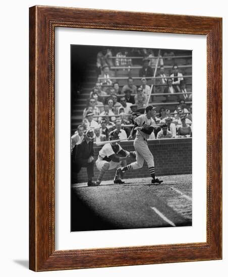 Player Stan Musial Making His 3000Th. Hit-null-Framed Premium Photographic Print