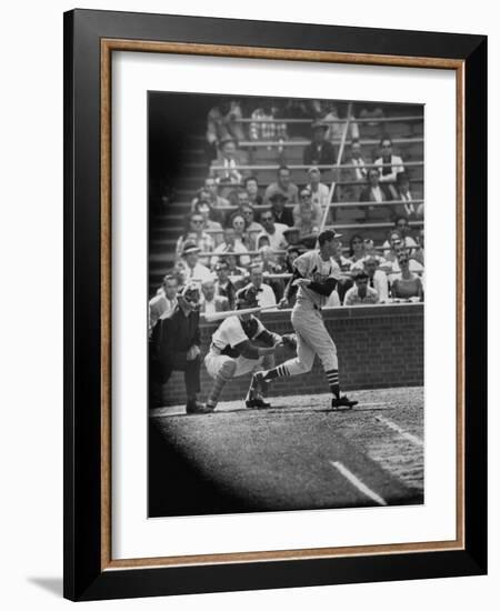 Player Stan Musial Making His 3000Th. Hit-null-Framed Premium Photographic Print