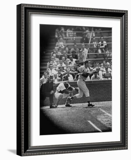 Player Stan Musial Making His 3000Th. Hit-null-Framed Premium Photographic Print