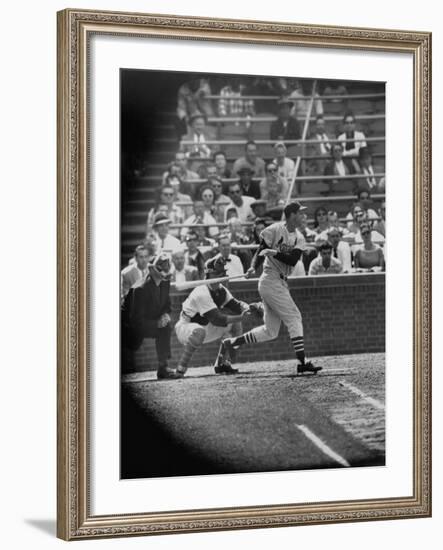 Player Stan Musial Making His 3000Th. Hit-null-Framed Premium Photographic Print