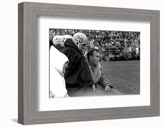 Players and their Coach, Murray Warmath, Minnesota-Iowa Game, Minneapolis, November 1960-Francis Miller-Framed Photographic Print