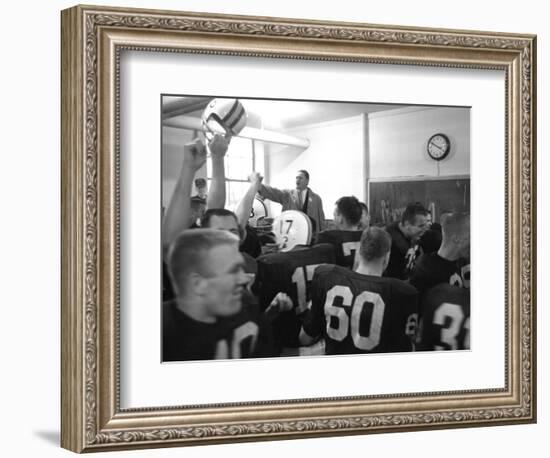 Players and their Coach, Murray Warmath, Minnesota-Iowa Game, Minneapolis, November 1960-Francis Miller-Framed Photographic Print