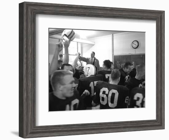 Players and their Coach, Murray Warmath, Minnesota-Iowa Game, Minneapolis, November 1960-Francis Miller-Framed Photographic Print