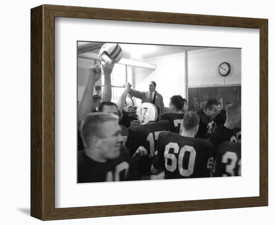 Players and their Coach, Murray Warmath, Minnesota-Iowa Game, Minneapolis, November 1960-Francis Miller-Framed Photographic Print