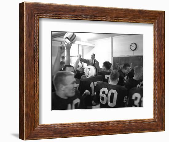 Players and their Coach, Murray Warmath, Minnesota-Iowa Game, Minneapolis, November 1960-Francis Miller-Framed Photographic Print