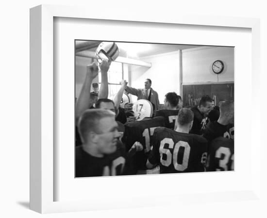 Players and their Coach, Murray Warmath, Minnesota-Iowa Game, Minneapolis, November 1960-Francis Miller-Framed Photographic Print