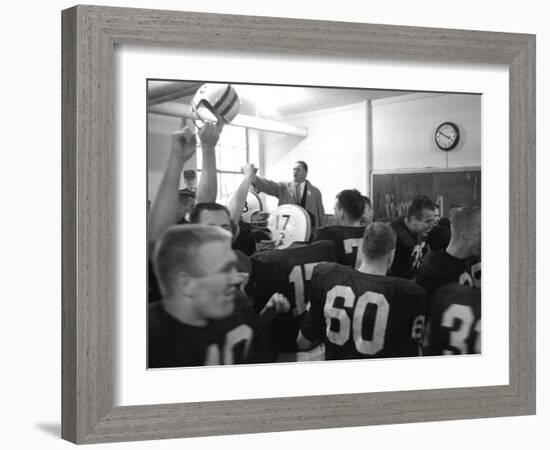 Players and their Coach, Murray Warmath, Minnesota-Iowa Game, Minneapolis, November 1960-Francis Miller-Framed Photographic Print