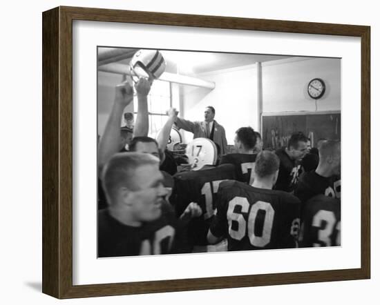 Players and their Coach, Murray Warmath, Minnesota-Iowa Game, Minneapolis, November 1960-Francis Miller-Framed Photographic Print