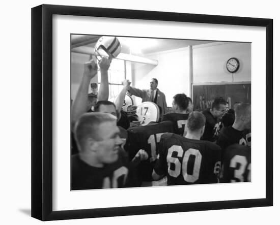 Players and their Coach, Murray Warmath, Minnesota-Iowa Game, Minneapolis, November 1960-Francis Miller-Framed Photographic Print