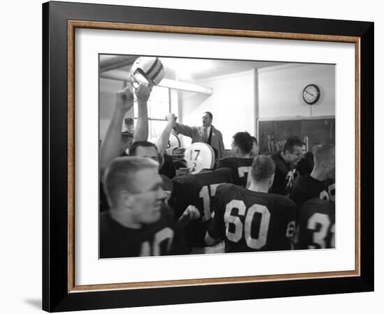 Players and their Coach, Murray Warmath, Minnesota-Iowa Game, Minneapolis, November 1960-Francis Miller-Framed Photographic Print