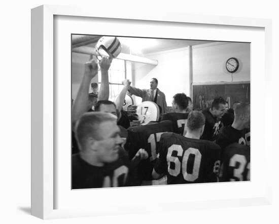 Players and their Coach, Murray Warmath, Minnesota-Iowa Game, Minneapolis, November 1960-Francis Miller-Framed Photographic Print