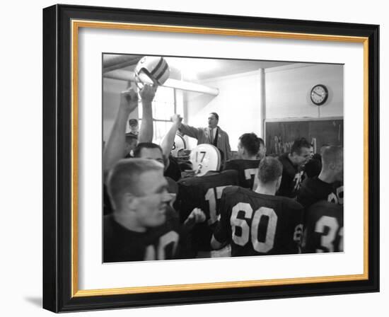 Players and their Coach, Murray Warmath, Minnesota-Iowa Game, Minneapolis, November 1960-Francis Miller-Framed Photographic Print