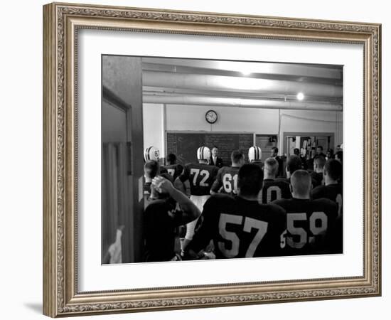 Players and their Coach, Murray Warmath, Minnesota-Iowa Game, Minneapolis, November 1960-Francis Miller-Framed Photographic Print