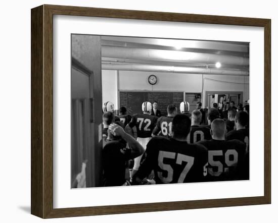 Players and their Coach, Murray Warmath, Minnesota-Iowa Game, Minneapolis, November 1960-Francis Miller-Framed Photographic Print