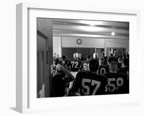 Players and their Coach, Murray Warmath, Minnesota-Iowa Game, Minneapolis, November 1960-Francis Miller-Framed Photographic Print