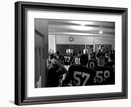 Players and their Coach, Murray Warmath, Minnesota-Iowa Game, Minneapolis, November 1960-Francis Miller-Framed Photographic Print