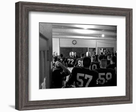 Players and their Coach, Murray Warmath, Minnesota-Iowa Game, Minneapolis, November 1960-Francis Miller-Framed Photographic Print