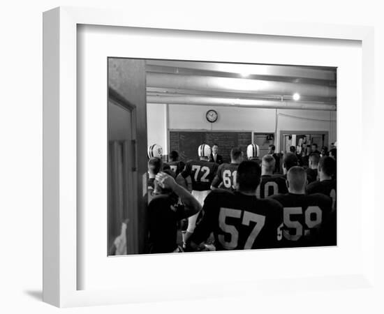 Players and their Coach, Murray Warmath, Minnesota-Iowa Game, Minneapolis, November 1960-Francis Miller-Framed Photographic Print