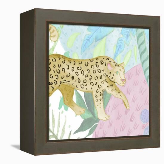 Playful Cheetah in Yellow-Elizabeth Medley-Framed Stretched Canvas