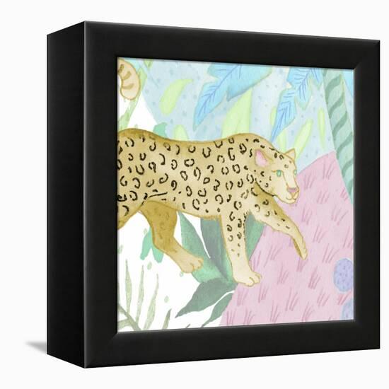 Playful Cheetah in Yellow-Elizabeth Medley-Framed Stretched Canvas