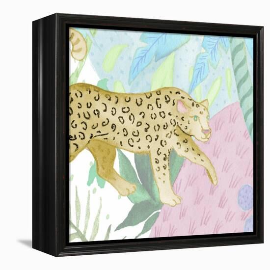 Playful Cheetah in Yellow-Elizabeth Medley-Framed Stretched Canvas