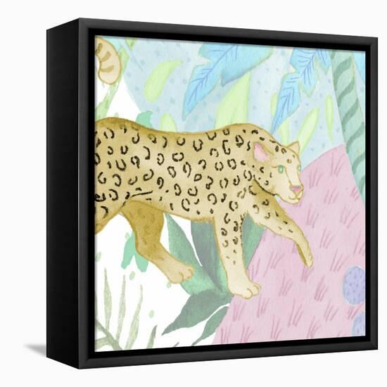 Playful Cheetah in Yellow-Elizabeth Medley-Framed Stretched Canvas