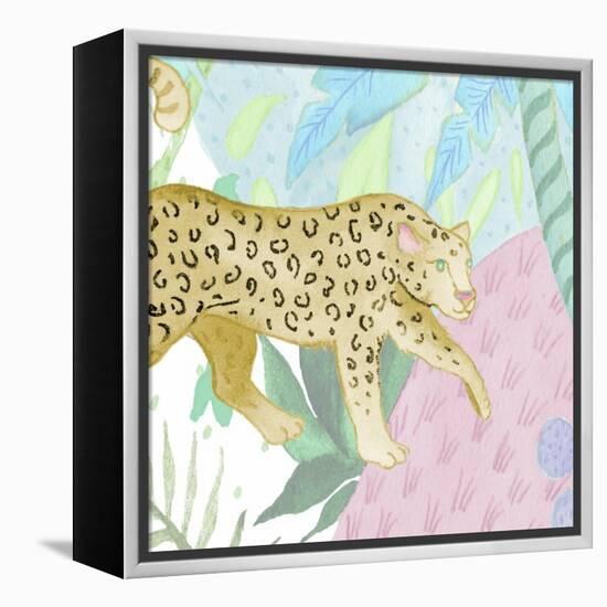 Playful Cheetah in Yellow-Elizabeth Medley-Framed Stretched Canvas