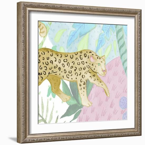 Playful Cheetah in Yellow-Elizabeth Medley-Framed Art Print