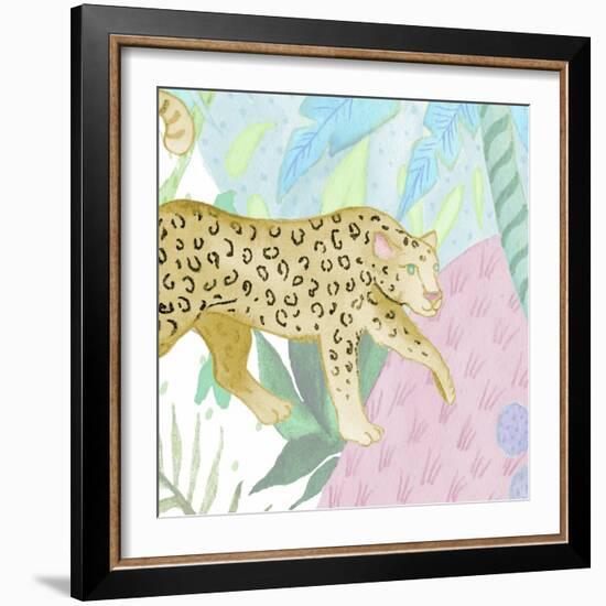 Playful Cheetah in Yellow-Elizabeth Medley-Framed Art Print