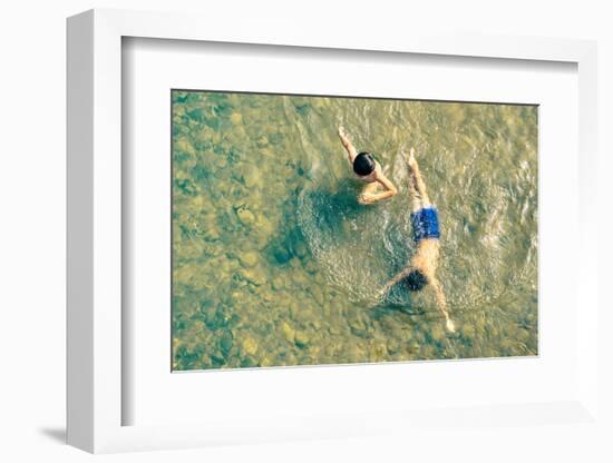 Playful Children Swimming in Nam Song River in Vang Vieng - Real Everyday Healthy Life and Fun of K-View Apart-Framed Photographic Print