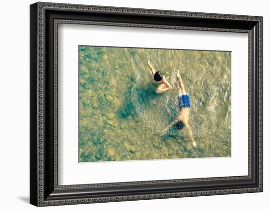 Playful Children Swimming in Nam Song River in Vang Vieng - Real Everyday Healthy Life and Fun of K-View Apart-Framed Photographic Print