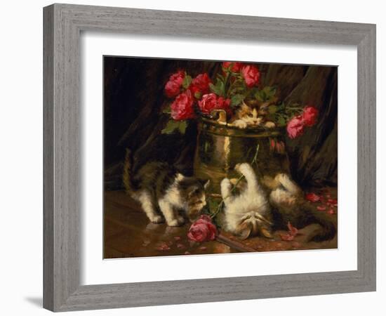 Playful Kittens-Leon-Charles Huber-Framed Giclee Print