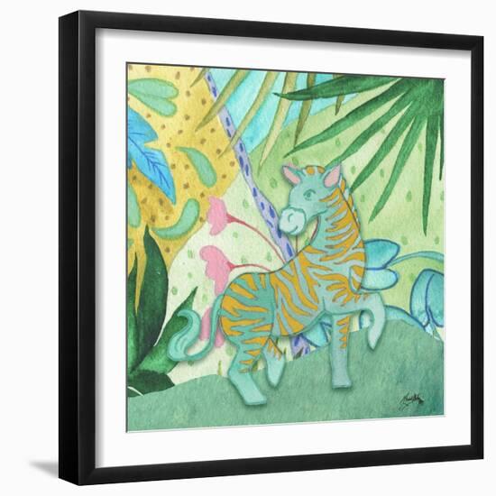 Playful Zebra-Elizabeth Medley-Framed Art Print