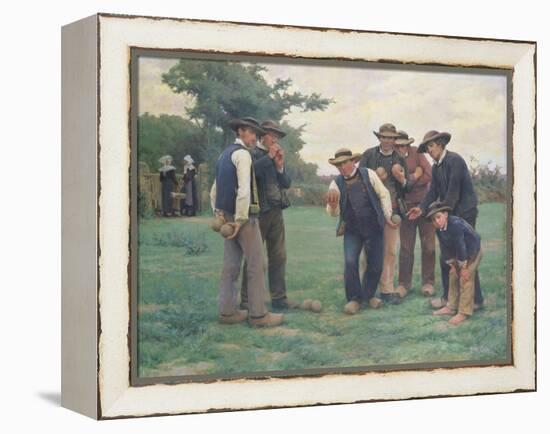 Playing Boules on the Outskirts of Concarneau-Theophile Louis Deyrolle-Framed Premier Image Canvas